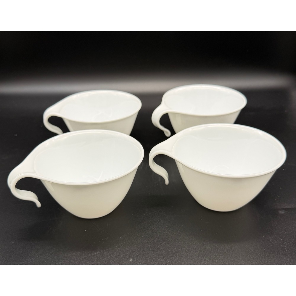 Corelle Livingware Corning White Hook Handle Stackable Teacups Set of 4 USA - Picture 2 of 6